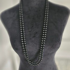 Black Custom Plastic Bead Necklace 70 inches long